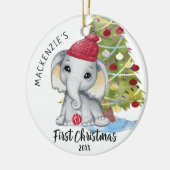 Niedlich Elephant Baby's First Christmas Personali Keramik Ornament (Links)