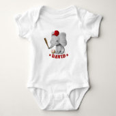 Niedlich Elephant Baseball Boy Baby Strampler (Vorderseite)