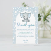 Niedlich Elephant Blue Baby Dusche Vielen Dank Karte (Stehend Vorderseite)