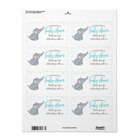 Niedlich Elephant Blue Confetti Babydusche Vielen (Vorne)