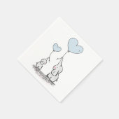 Niedlich Elephant Blue Heart Balloons Boy Baby Dus Serviette (Ecke)