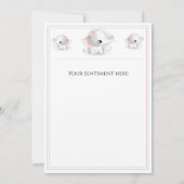 Niedlich Elephant Blue Pink Baby Dusche Dankeskarte (Rückseite)