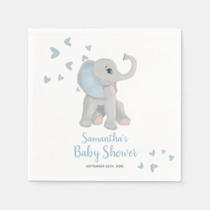 Niedlich Elephant Blue Watercolor Baby Dusche Eleg Serviette