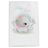 Niedlich Elephant Blue Watercolor Baby Liebe Mittlere Geschenktüte (Vorderseite)