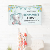 Niedlich Elephant Boy 1. Geburtstag Party Banner (Insitu)
