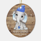 Niedlich Elephant Boy Baby's ERSTE CHRISTMAS Rusti Keramik Ornament (Links)