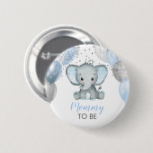 Niedlich Elephant Boy Balloons Babydusche Button (Vorne & Hinten)