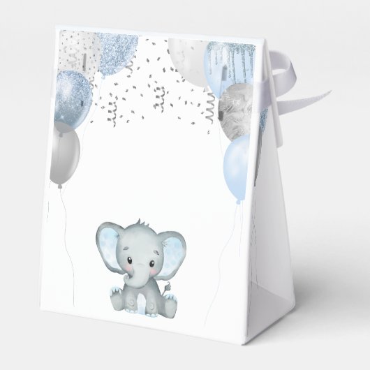 Niedlich Elephant Boy Balloons Babydusche Geschenkschachtel (Rückseite)