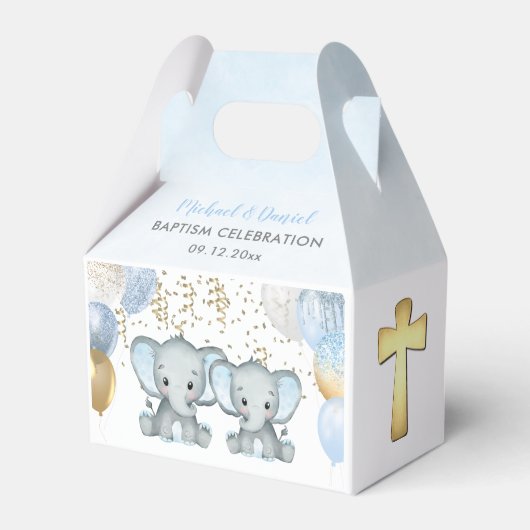 Niedlich Elephant Boys Ballon Taufe Box Geschenkschachtel (Vorderseite)