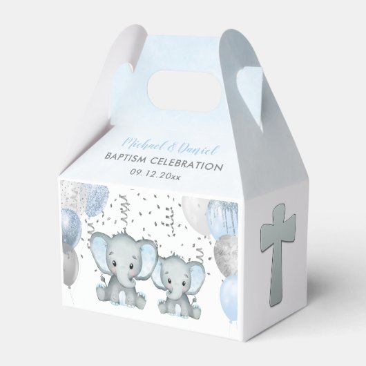 Niedlich Elephant Boys Ballon Taufe Box Geschenkschachtel (Vorderseite)