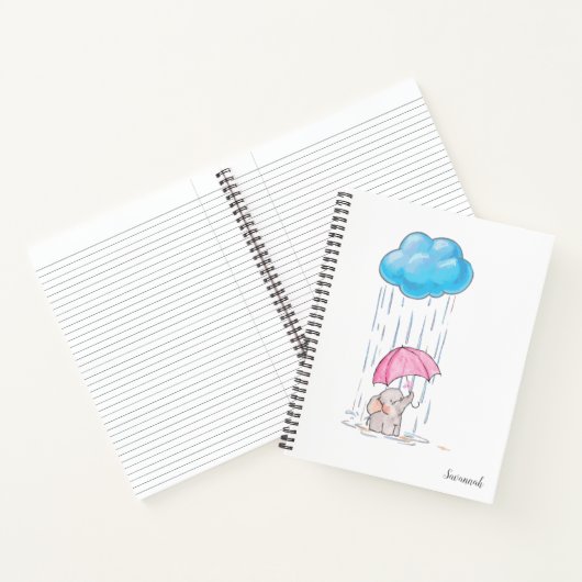 Niedlich Elephant Butterfly Name Spiral Notizblock (Innenseite)