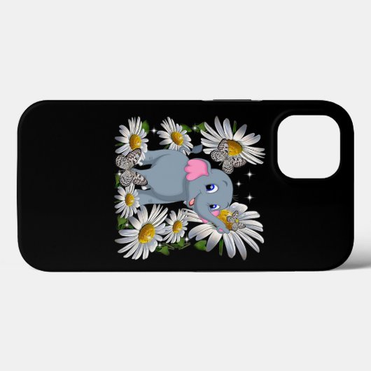 Niedlich Elephant Daisy Blume Butterfly Case-Mate iPhone Hülle (Rückseite (Horizontal))