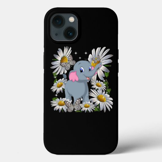 Niedlich Elephant Daisy Blume Butterfly Case-Mate iPhone Hülle (Rückseite)