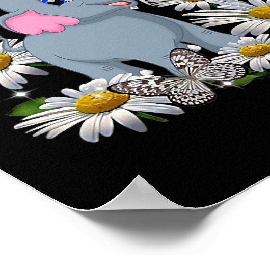 Niedlich Elephant Daisy Blume Butterfly Poster (Ecke)