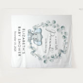 Niedlich Elephant Eucalyptus Baby Boy Dusche Willk Wandteppich (Vorderseite (Horizontal))