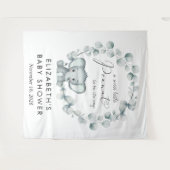 Niedlich Elephant Eucalyptus Baby Dusche Willkomme Wandteppich (Vorderseite (Horizontal))