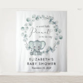 Niedlich Elephant Eucalyptus Baby Dusche Willkomme Wandteppich (Vorderseite)