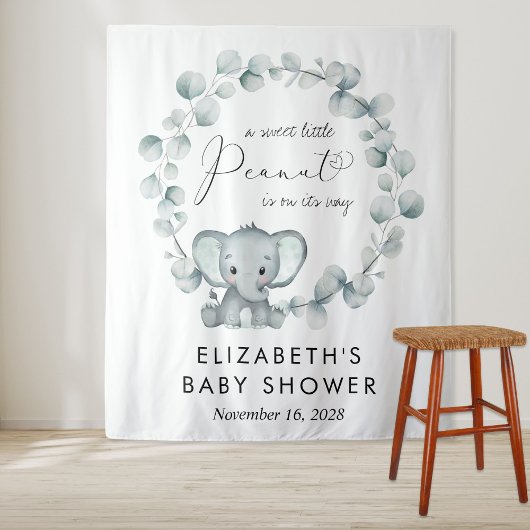 Niedlich Elephant Eucalyptus Baby Dusche Willkomme Wandteppich