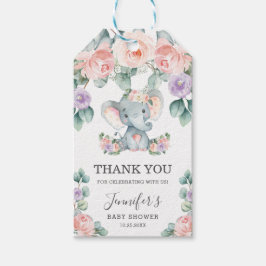 Niedlich Elephant Floral Baby Dusche Vielen Dank f Geschenkanhänger