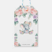 Niedlich Elephant Floral Baby Dusche Vielen Dank f Geschenkanhänger (Rückseite)