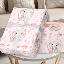 Niedlich Elephant Floral Pink Baby Girl Individuel