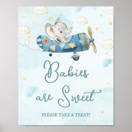 Niedlich Elephant Flugzeug Adventure Blue Baby Lec Poster
