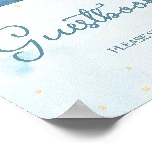 Niedlich Elephant Flugzeug Adventure Blue Gästebuc Poster (Ecke)