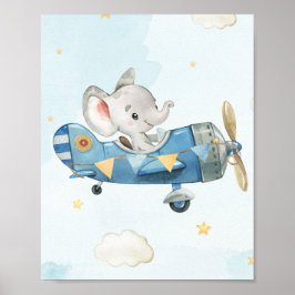 Niedlich Elephant Flugzeug Adventure Blue Sky Poster