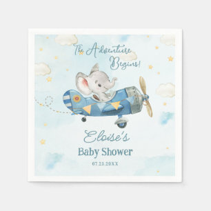 Niedlich Elephant Flugzeug Adventure fängt Babydus Serviette