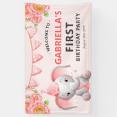 Niedlich Elephant Girl 1. Geburtstag Party Banner (Vertikal)