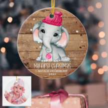 Niedlich Elephant Girl Baby's ERSTE CHRISTMAS Rust