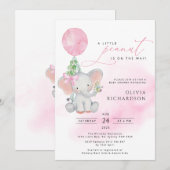 Niedlich Elephant Girl Balloon Kinderdusche Einlad Einladung (Vorne/Hinten)