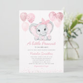 Niedlich Elephant Girl Balloons Babydusche Einladung (Stehend Vorderseite)