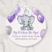 Niedlich Elephant Girl Balloons Babydusche Geschenkanhänger (Rückseite)