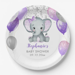 Niedlich Elephant Girl Balloons Babydusche Pappteller