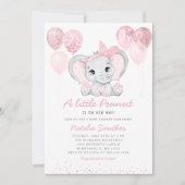 Niedlich Elephant Girl Balloons Kinderdusche Einla Einladung (Vorderseite)