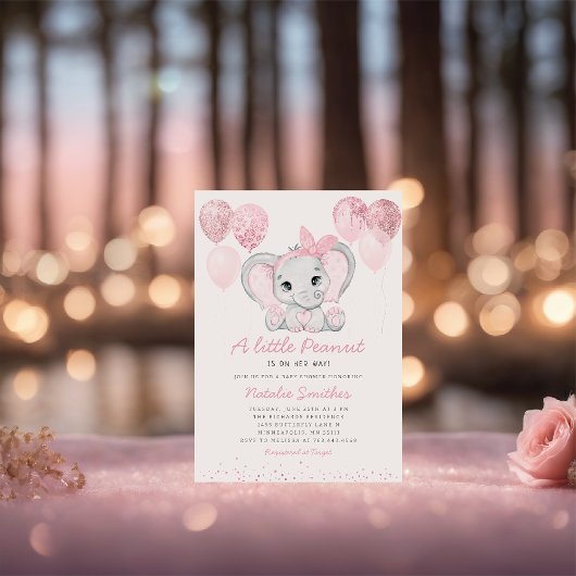 Niedlich Elephant Girl Balloons Kinderdusche Einla Einladung