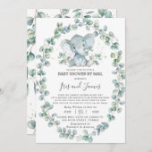 Niedlich Elephant Greenerenery Baby Shower von Mai Einladung (Vorne/Hinten)