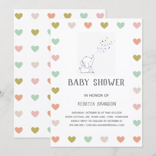 Niedlich Elephant Hearts Mood Baby Dusche Einladun Einladung