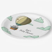 Niedlich Elephant Hot Air Ballon Babydusche Pappteller (Schrägansicht)