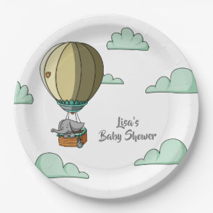 Niedlich Elephant Hot Air Ballon Babydusche Pappteller