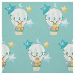 Niedlich Elephant Lion Giraffe Luftballon Muster Stoff