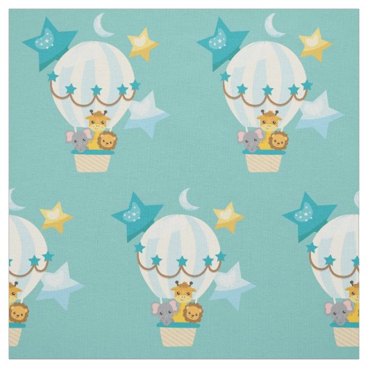 Niedlich Elephant Lion Giraffe Luftballon Muster Stoff (Muster)