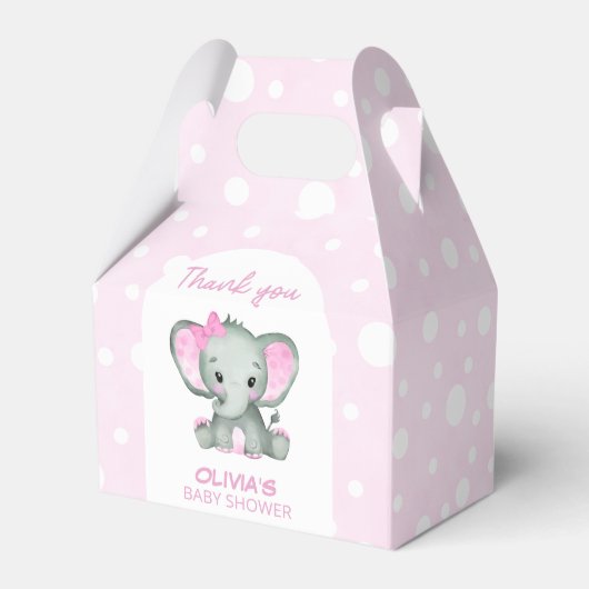Niedlich Elephant Pink Baby Dusche Geschenkschachtel (Rückseite)