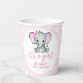 Niedlich Elephant Pink Baby Dusche Pappbecher (Vorderseite)