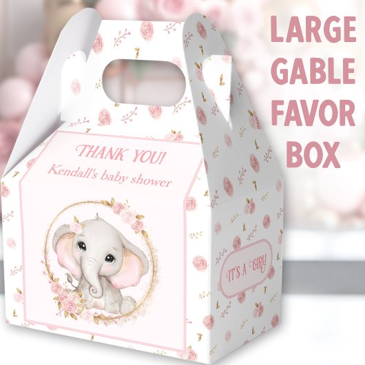Niedlich Elephant Pink Blume Kinderdusche Groß Geschenkschachtel