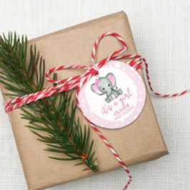 Niedlich Elephant pink Es ist eine Girl Baby Dusch Geschenkanhänger