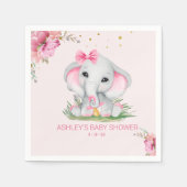 Niedlich Elephant Pink Floral Baby Dusche Serviette (Vorderseite)