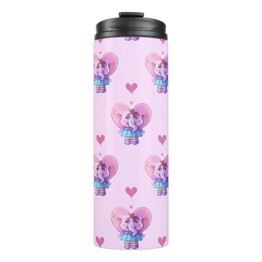 Niedlich Elephant Pink Gemustert Thermosbecher (Vorderseite)