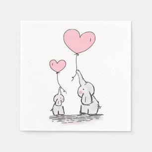 Niedlich Elephant Pink Heart Balloons Girl Baby Du Serviette